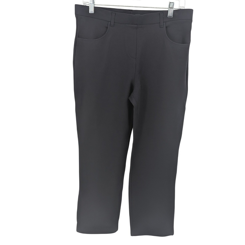 Quince Ponte Straight Leg Pants Large Petite Navy Blue Stretch Business Casual